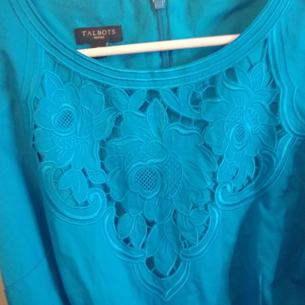 Talbot's blue spring Easter lace rose design 2P dress  new with tag